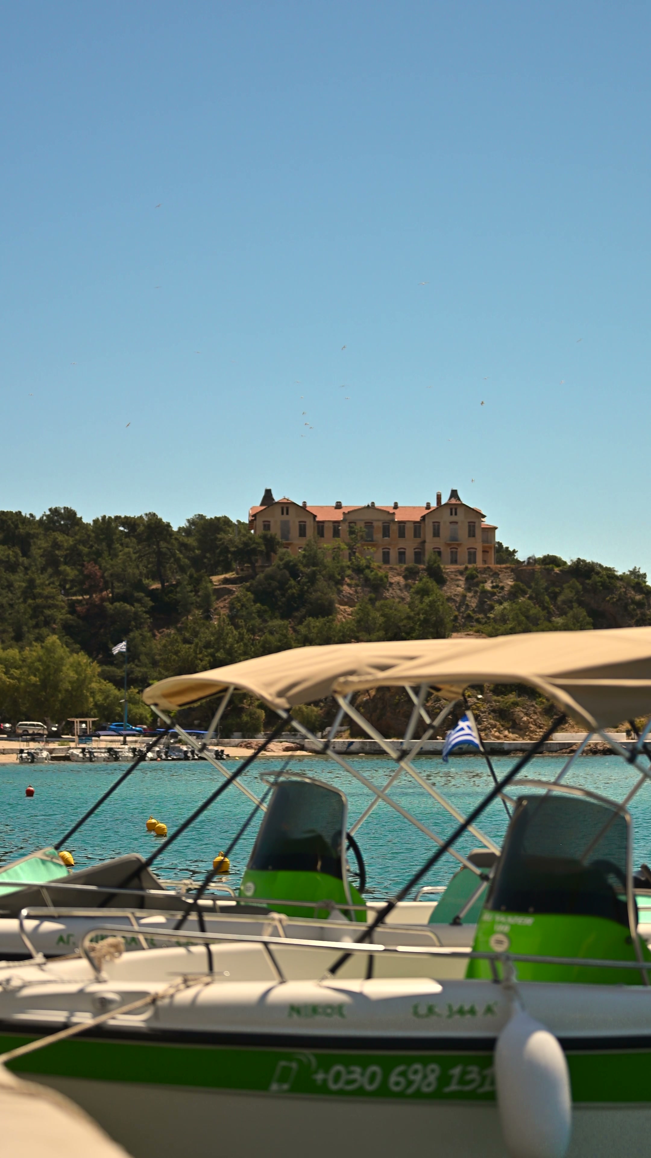 Rent a boat in Thassos, Aegean sea view from New Port of Limenaria boat departure